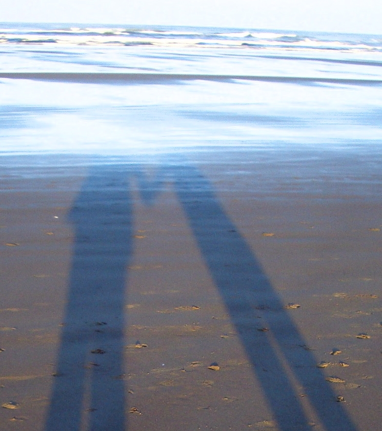 The Shadow of Tana and Jason, Holding Hands on the Beach